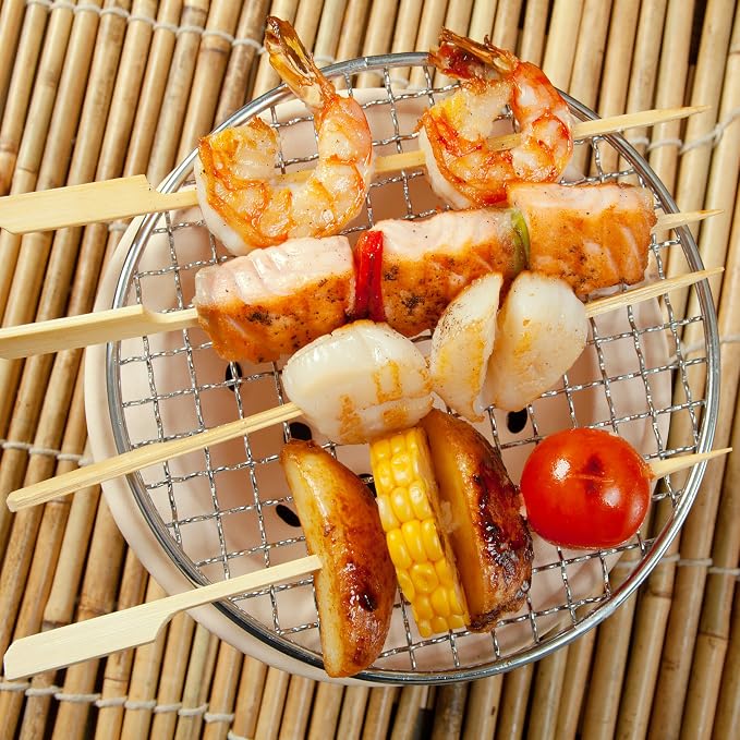 200PCS 7 Inch Bamboo Skewers for Grilling Kabob Skewers Wood Paddle Flat Bamboo Sticks for Fruit, BBQ, Kitchen (7 Inch)