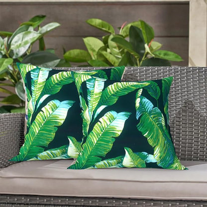 LVTXIII 2 Pack Outdoor Throw Pillow Covers for Patio Furniture, 16x16 Inch Square Pillow Case, Water-Repellent Cushion Covers for Garden, Porch, Sofa, Hanalei Lagoon