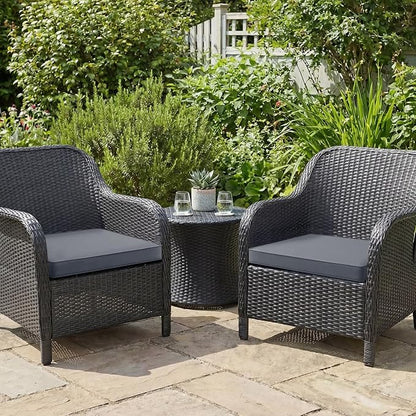 Outdoor Chair Cushions Set of 2: Waterproof & Color Fastness Seat Cushion for Patio Furniture - 22 x 22 x 3 Inch Chair Pads with Ties and Hidden Zipper - Patio Chair Cushion Replacement, Dark Grey