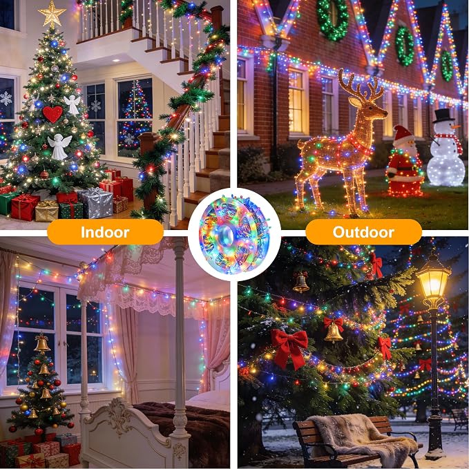 Multicolor Christmas Fairy String Lights, 165FT 500L Indoor Outdoor | 8 Modes with Memory, IP65 Waterproof, Clear Wire, Tangle-Free Design for Classroom Bedroom Camping window Party wedding Decor