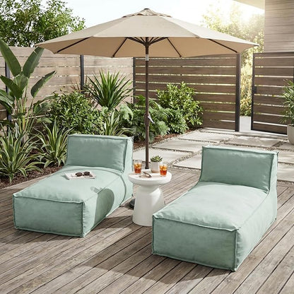 Christopher Knight Home Natty Outdoor Bean Bag Chair Set of 2, Fabric Bean Bag Chair for Adults and Kids, Indoor/Outdoor Sun Lounger, Patio Lounge Chair Set of 2, Mint