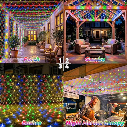 LitHome 13 x 13FT Christmas Net Lights Outdoor Mesh Lights Connectable | 8 Modes 400 LED Christmas Net Lights with Timer, Waterproof Multicolor Mesh Light Plug in for Bushes Garden Backyard Decor