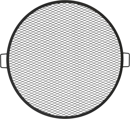 Sunnydaze X-Marks Outdoor Fire Pit Grill Grate for Cooking - Round Fire Pit Grate - Steel Campfire BBQ Grill with Handles - 36-Inch
