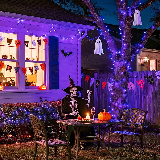 JMEXSUSS 500 LED Purple Halloween Lights, 173ft String Lights Plug in | 8 Modes, Remote Control, Timer, Waterproof Purple Christmas Lights for Indoor Outdoor Party Tree Xmas Halloween Decorations