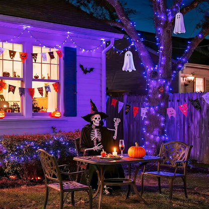 JMEXSUSS 500 LED Purple Halloween Lights, 173ft String Lights Plug in | 8 Modes, Remote Control, Timer, Waterproof Purple Christmas Lights for Indoor Outdoor Party Tree Xmas Halloween Decorations