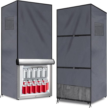 Outdoor Refrigerator Cover Outdoor Dustproof Freezer Covers for Protecting Upright Freezers/Beverage Refrigerator Compact 3.0 Cubic Foot Freezer Covers Outdoor (Silver, 33" x 33" x 67")