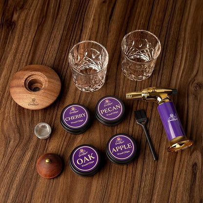 Crown Royal Cocktail Smoking Kit – 10-Piece Smoker Set for Whiskey & Cocktails with Torch, Wood Chips, Smoker Lid, Glasses & Accessories – Premium Gift Set for Men, Bourbon Lovers & Home Bars