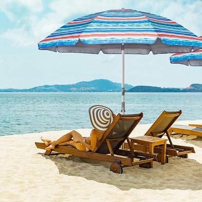 Blissun 7.2' Beach Umbrella with Sand Anchor, Outdoor Portable Beach Umbrella for Sand with Tilt Pole, Carry Bag, Air Vent