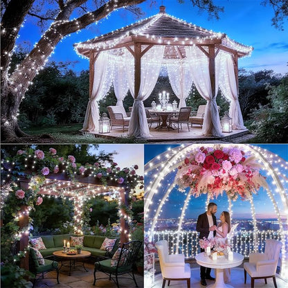 XURISEN 403FT 1000 LED Christmas Lights Outdoor Green Wire String Lights 8 Modes with Timer Memory Waterproof Fairy Lights Plug in for Xmas Tree Wedding Yard Party Holiday Decorations(Cool White)