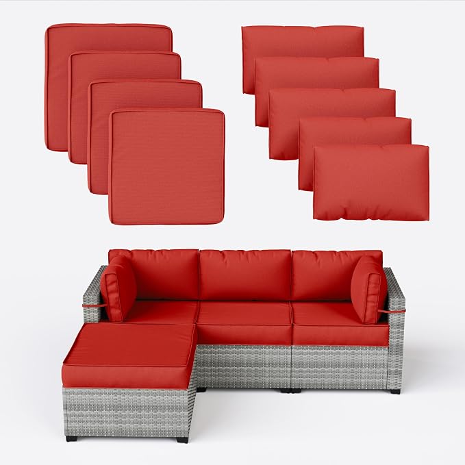 9 Pcs Outdoor Patio Cushions Covers Replacement Sets, Covers Only | 9 Pcs Patio Cushions Covers Replacement UV Resistant, Water Anti-Slip, Heavy-Duty Zippers for 5 Pcs Patio Furniture Set