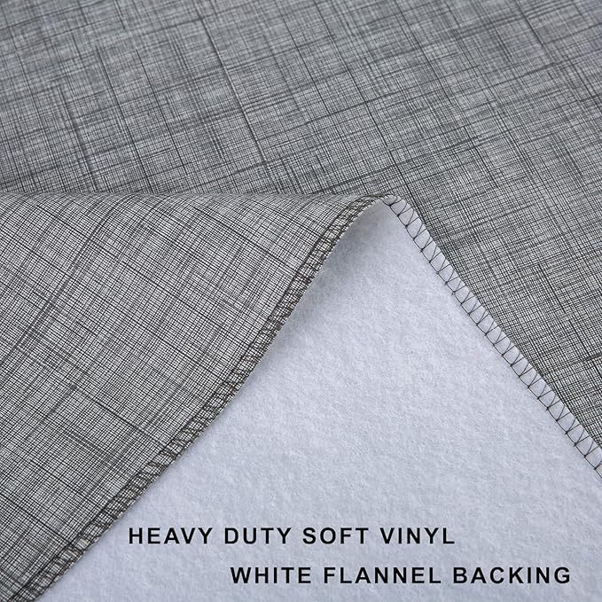 LIBERECOO Vinyl Tablecloth with Flannel Backing, Premium Gray, Waterproof, Stain-Resistant, Easy-Clean Table Cover for Dining, Kitchen, and Outdoor Use, 60" x 84" Rectangle