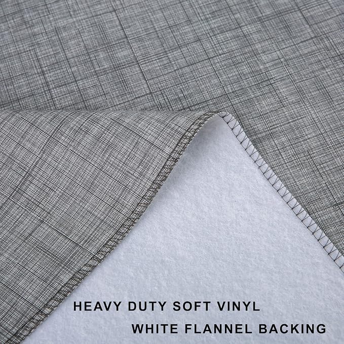 LIBERECOO Vinyl Tablecloth with Flannel Backing, Premium Gray, Waterproof, Stain-Resistant, Easy-Clean Table Cover for Dining, Kitchen, and Outdoor Use, 60" x 102" Rectangle