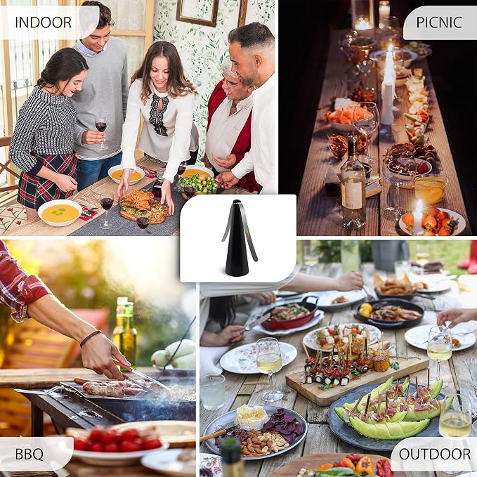 Fly Away - 3 Pack Outdoor Fly Repellent Fan, Outside or Inside Table use, Restaurant, Barbeque, Events, Deter Flies, Wasps, Bees, Other Moscas and Bugs Away, Battery Operated, Tabletop, Hanging Hook.