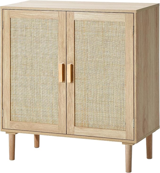 VEVOR Sideboard Cabinet, Buffet Cabinet with 2 Magnetic Doors and Adjustable Shelves, Sideboard Buffet for Hallway, Entryway, Living Room, or Kitchen, Natural