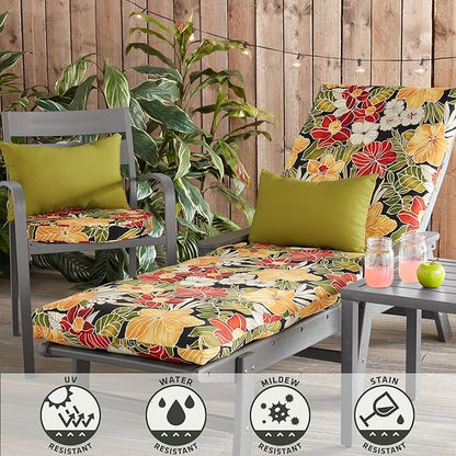 Outdoor Reversible Chaise Lounge Chair Cushion, Aloha