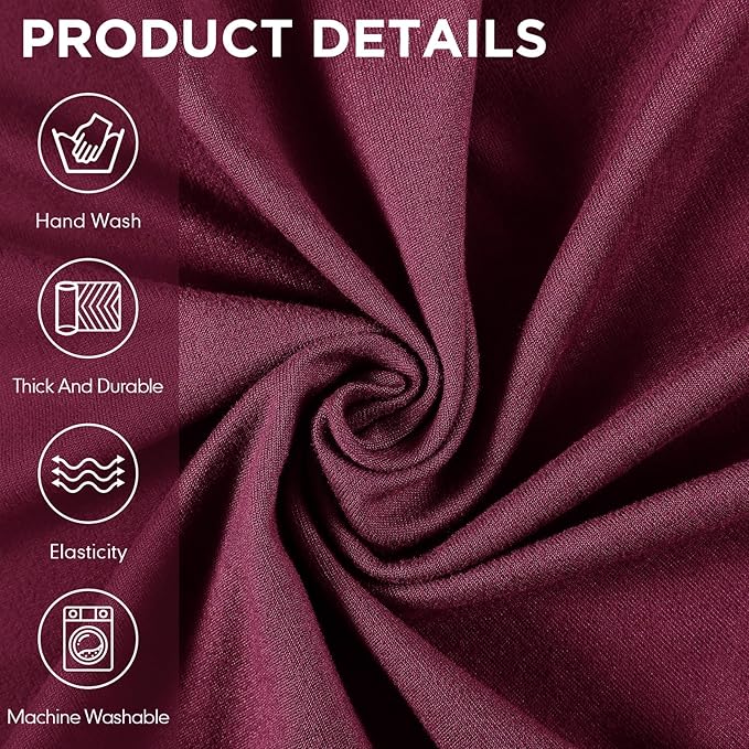 Peryiter 2 Pcs Couch and Loveseat Sofa Covers,Burgundy,Milk Silk | Armchair Covers for Living Room, Sofa Cushion Slipcover 2/3 Seater, Furniture Protector, Polyester and Spandex, Washable