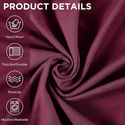 Peryiter 3 Pcs Couch and Loveseat Sofa Covers,Burgundy,Milk Silk | Armchair Covers for Living Room, Sofa Cushion Slipcover, Furniture Protector, Polyester and Spandex, Washable