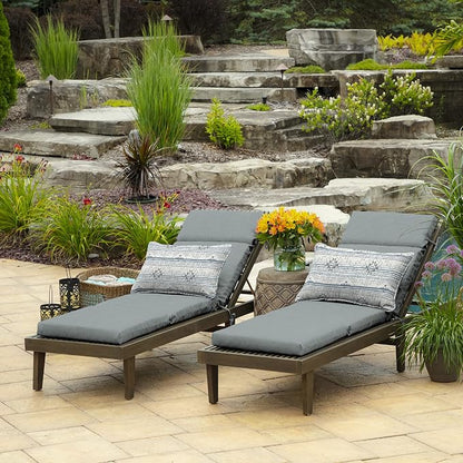 Arden Outdoor Chaise Cushion, 21 in x 72 in, Weather-Proof, Rain-Proof, Fade Resistant Patio Cushion for Chaise Lounger Stone Grey Leala | Lounge Cushion, Weather-Proof, Rain-Proof, Fade Resistant for Chaise Lounger, Mold and Mildew Resistant