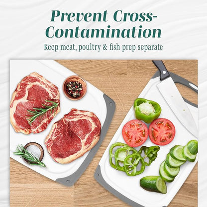 Cutting Boards for Kitchen - BPA-Free Chopping Board - Different Sizes & Non Slip Handles - Reversible, Large Cutting Board Set - Unique Gifts for Cooks Who Have Everything - 3-Pack Aqua