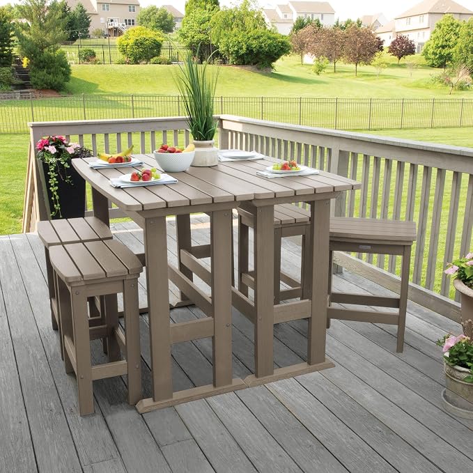 highwood Lehigh 6pc Counter Height Balcony Dining Set, Woodland Brown