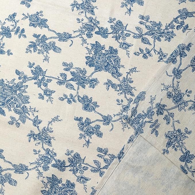 YiHomer Pastoral Round Tablecloth - 48 Inch Dia. Table Cloth - Washable Table Cover with Dust-Proof Wrinkle Resistant for Restaurant, Picnic, Indoor and Outdoor Dining, Floral (Dark Blue)