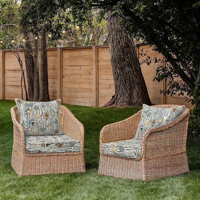 DYTXIII Outdoor Deep Seat Cushion Set, Water Repellent 24"x24" Patio Thick Cushions Replacement with Seat & Back Pillow for Patio Sofa, Wicker Chair, Couch - Crayon Shells