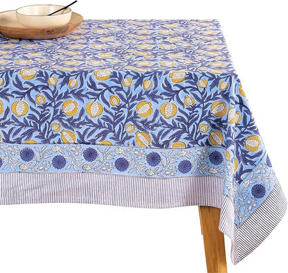 100% Cotton Hand Block Printed, Tablecloth for Kitchen, Dining, Table Cover for Parties, Chritmas, Weddings, Barbecues and Summer picnics Table Cloth