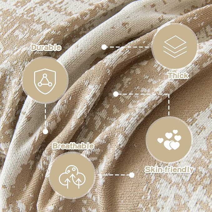 MEETSKY Boho Couch Cover for Sofa,Dog Couch Cover Washable Cat Scratch Proof Sofa Covers Love Seat L Shape Soft Sectional Sofa Slipcover Furniture Protector for Pets Kids,71" x 118",Khaki with Stripes