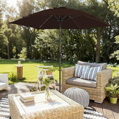 7.5FT Large Outdoor Patio Umbrella with Crank & Tilt - Durable Market Umbrella for Outdoor Patio with 6 Fiberglass Ribs for Poolside,Deck,Yard,Garden