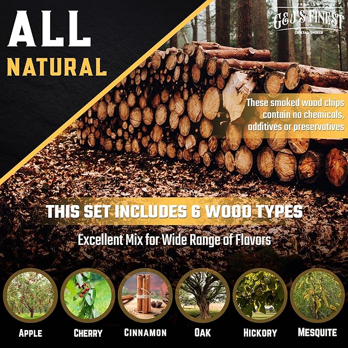Whiskey Smoker Kit with QuadTorch, 6 Wood Chips & Wood Box for Smoking Drinks| Cocktail Smoker Kit| Bourbon Smoker Kit| Smoked Old Fashioned Kit| Whiskey Gift for Men, (No Butane Incl.)