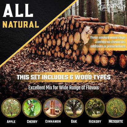 Whiskey Smoker Kit with QuadTorch, 6 Wood Chips & Wood Box for Smoking Drinks| Cocktail Smoker Kit| Bourbon Smoker Kit| Smoked Old Fashioned Kit| Whiskey Gift for Men, (No Butane Incl.)
