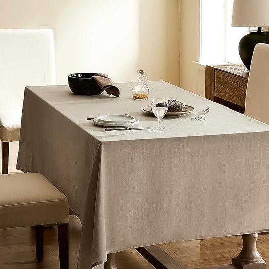 Khaki Textured Linen Rectangle Table Cloth Burlap Tan Fabric Tablecloth Rectangular Dining Table Cover Kitchen Decorations Boho Farmhouse Linen Tablecloths for Rectangle Tables 60x144 Inch