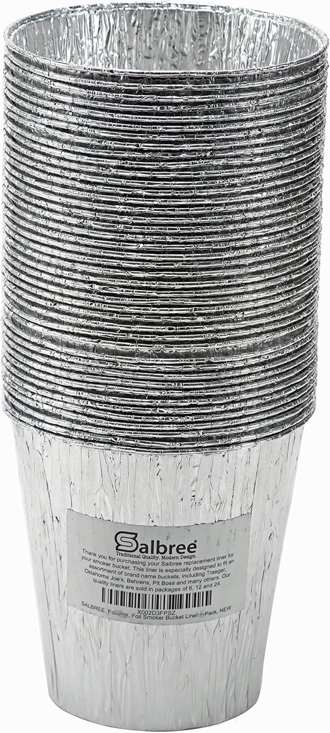 Smoker Bucket Drip Foil Liner Tray for Catching Grease, Compatible with Traeger, Oklahoma Joe, Pit Boss & Other Grill Bucket Accessories for Pro Pellet Oklahoma Joe's (24pk, 5.75x5.75 inches)