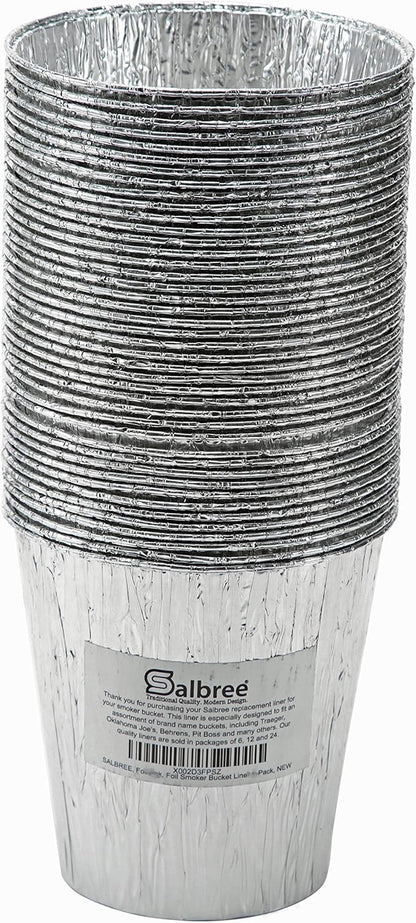 Smoker Bucket Drip Foil Liner Tray for Catching Grease, Compatible with Traeger, Oklahoma Joe, Pit Boss & Other Grill Bucket Accessories for Pro Pellet Oklahoma Joe's (24pk, 5.75x5.75 inches)
