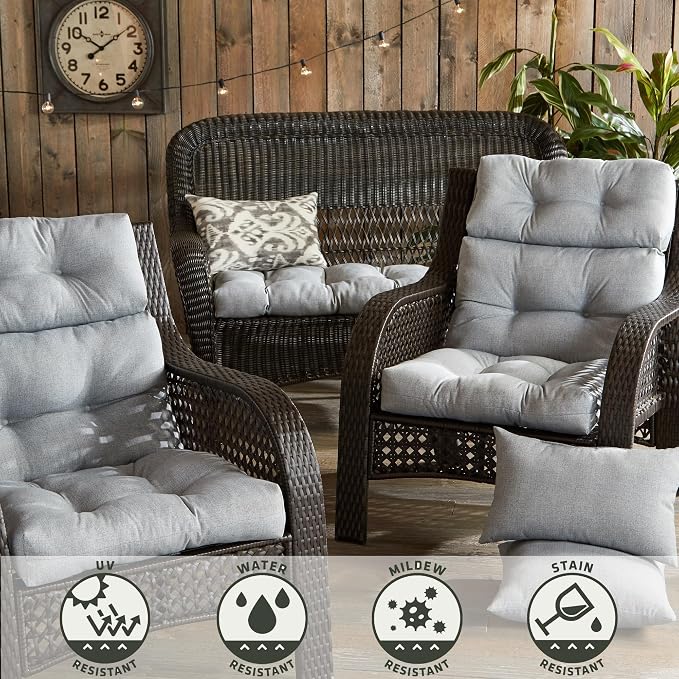 Greendale Home Fashions Cement 44'' x 22'' Outdoor High Back Chair Cushion