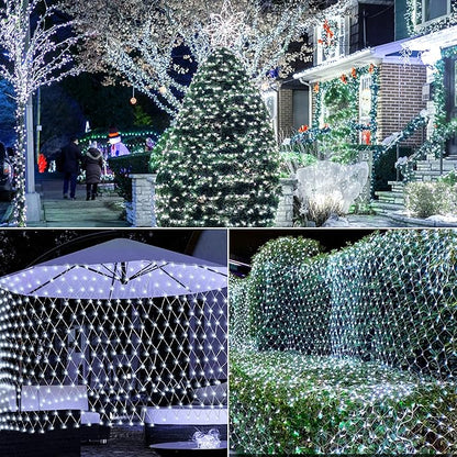 HEYFUNi 192 LED Net Lights Outdoor Mesh Lights,8 Modes Net Light for Bushes Plug in, Waterproof Christmas Net String Light for Bushes Ceiling Wedding Indoor Outdoor(9.8ft x 6.6ft,White)