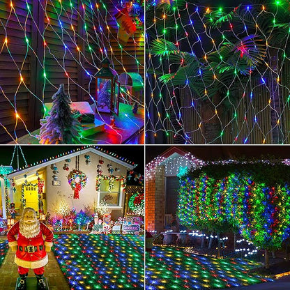 HEYFUNi 192 LED Net Lights Outdoor Mesh Lights,8 Modes Net Light for Bushes Plug in, Waterproof Christmas Net String Light for Bushes Ceiling Wedding Indoor Outdoor(9.8ft x 6.6ft,Multicolor)