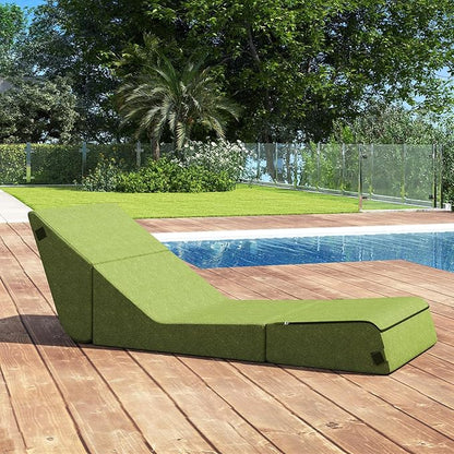 jela Outdoor Sofa, Waterproof Folding Lounge Chair and Sofa, UV Resistant Patio Sofa with Machine Washable Cover, Soft Foam Outdoor Bed Pool Lounge Chaise Chairs (Green)