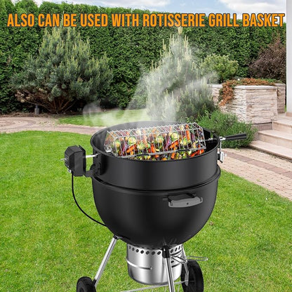 Skyflame Charkettle Rotisserie Ring Kit for Weber 22-Inch Kettle, Black | Coated Steel, BBQ Grill Rotisserie Kit, Replacement for Weber 2290, Charcoal and Similar Size Grills