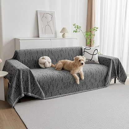 MYSKY HOME Couch Covers for Sofa, Dog Couch Cover Protector, Dark Grey Lines Sofa Covers for Sectional L Shape, Pets Couch Throw Cover Washable Durable Large Couch Cover for Dogs, Cats, 71"X134"