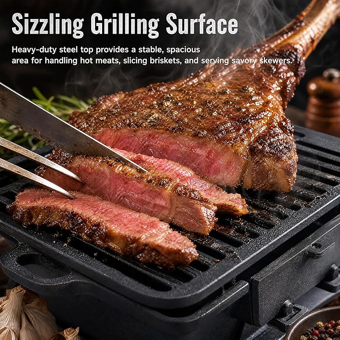 Cast Iron Hibachi Grill Outdoor, Japanese Yakitori Grill for Camping, Small Portable Charcoal Hibachi Grills, Cast Iron, with Double-Sided Grate, for Indoor Outdoor BBQ (2, No handle)