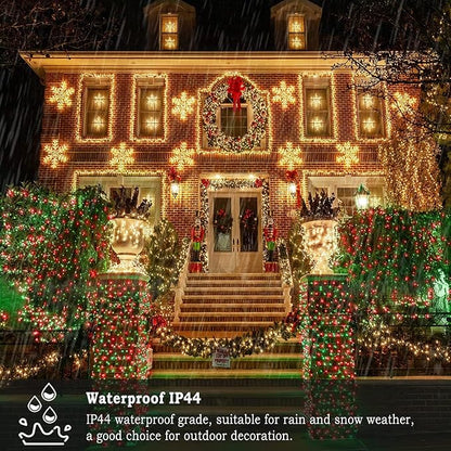 KNONEW 403ft 1000 LED String Lights Outdoor Christmas Lights 8 Modes & Timer Fairy Light Plug in Waterproof LED String Lights for Xmas Yard Tree Wedding Party Holiday Decorations (Red and Green)
