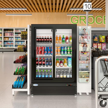 KoolMore 35 in. Retail Display Refrigerator, 10 Cu. Ft. Low Height Merchandiser Cooler, Aisle End Grab-and-Go Beverage Display Fridge for Convenience Stores, Supermarkets & Checkout, Black