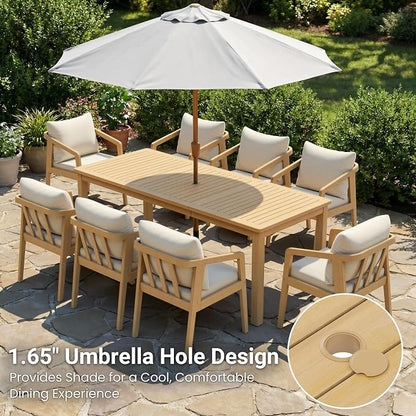 Wisteria Lane 5-Pieces Acacia Patio Table and Chairs Set for 4, Outdoor Dining Set with Umbrella Hole Table, Modern Patio Table Set with Cushion, Patio Furniture Set for Backyard Deck Garden Porch