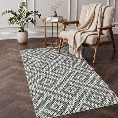 GENIMO Outdoor Rug 3'x5' Waterproof for Porch, Plastic Door Mat Cloud Grey | Outside Larger Modern Carpet Mat for Porch Decor, Deck, Balcony, Camping, RV, Backyard, Picnic, Beach, Reversible, Foldable
