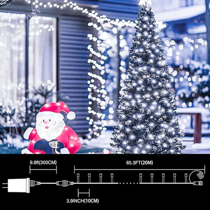 66ft Christmas Decorative Mini Lights,200 LED Green Wire Fairy Starry String Lights Plug in, 16 Lighting Modes, for Indoor Outdoor Xmas Tree Wedding Party Decoration (White)