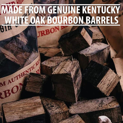 FOGO Premium Hardwood Lump Charcoal, Natural Medium Sized Lump Charcoal 17.6 Pound Bag, and Barrel Proof Bourbon Barrel Blocks, 2 Pound Resealable Bag, Bundle