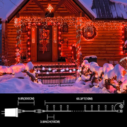 33ft Christmas Decorative Mini Lights, 100 LED Green Wire Fairy Starry String Lights Plug in, 16 Lighting Modes, for Indoor Outdoor Xmas Tree Wedding Party Decoration (Red)