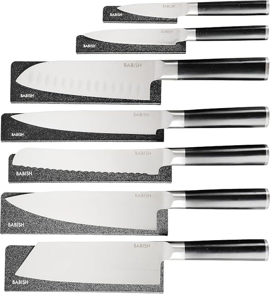 Babish 14-Piece Full Tang Forged Kitchen Knife Set – High-Carbon 1.4116 German Steel Cutlery with Protective Sheaths – Professional Chef Knife Set