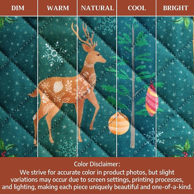 Maison d' Hermine Pot Holders 100% Cotton Potholders (8" x 8", Pack of 1) | Heat Resistant Hot Pads with Loop BBQ Cooking Baking Hotel Kitchen Handling Hot Pans Thanksgiving Christmas - Hygge Christmas